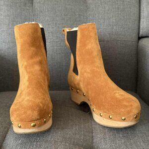 J. Crew Suede, fleece-lined clog boot